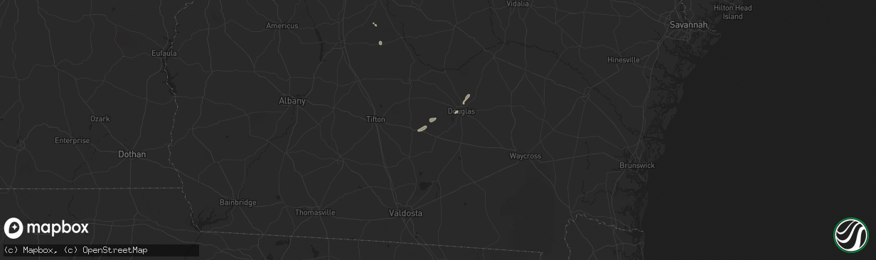 Hail map in Willacoochee, GA on July 9, 2025
