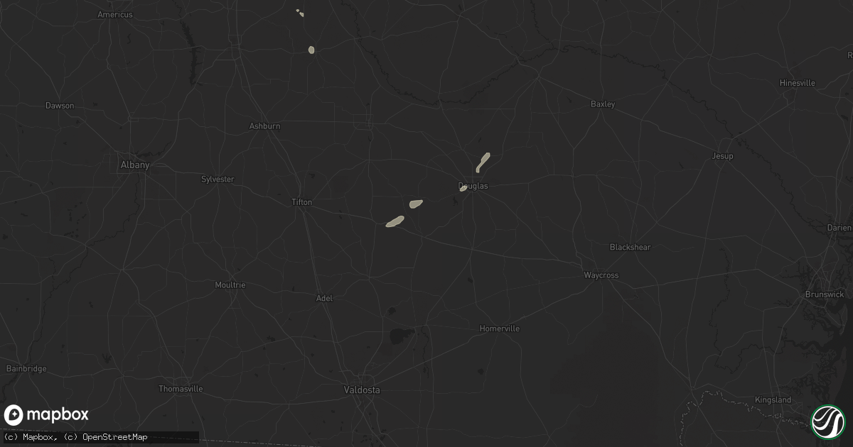 Hail map in Willacoochee, GA on July 9, 2025