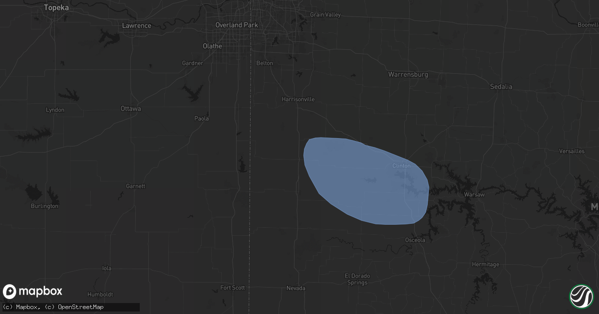 Hail map in Adrian, MO on July 9, 2026