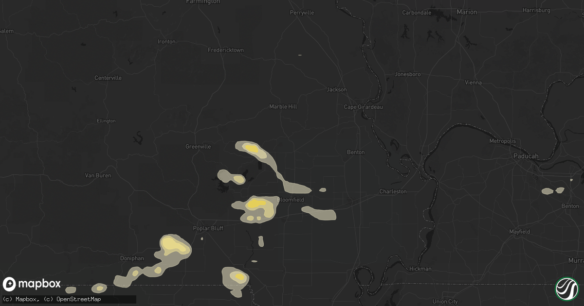 Hail map in Advance, MO on July 9, 2026