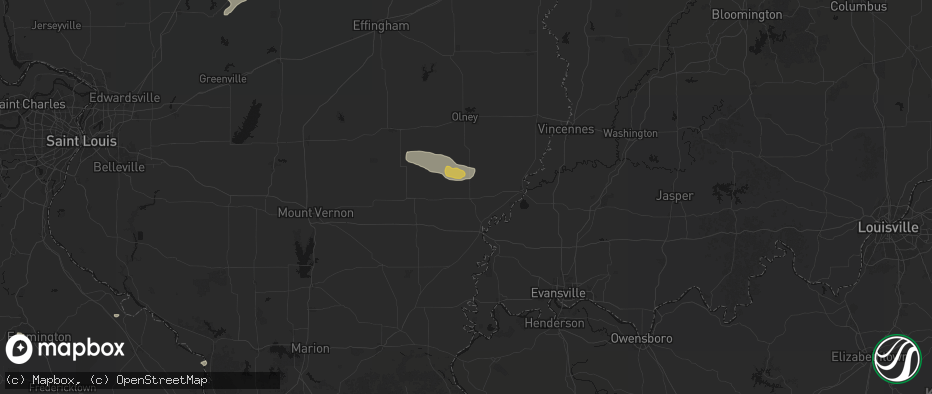 Hail map in Albion, IL on July 9, 2026