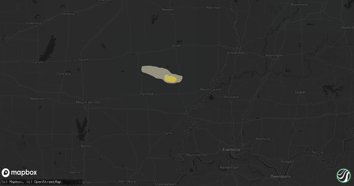 Hail map in Albion, IL on July 9, 2026
