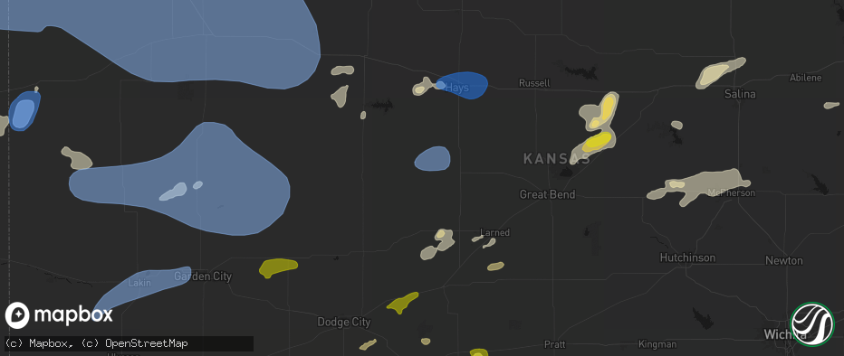 Hail map in Alexander, KS on July 9, 2026