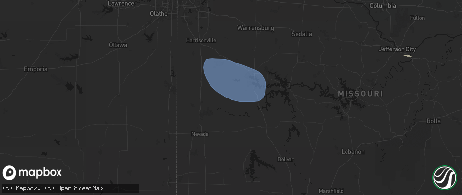 Hail map in Appleton City, MO on July 9, 2026