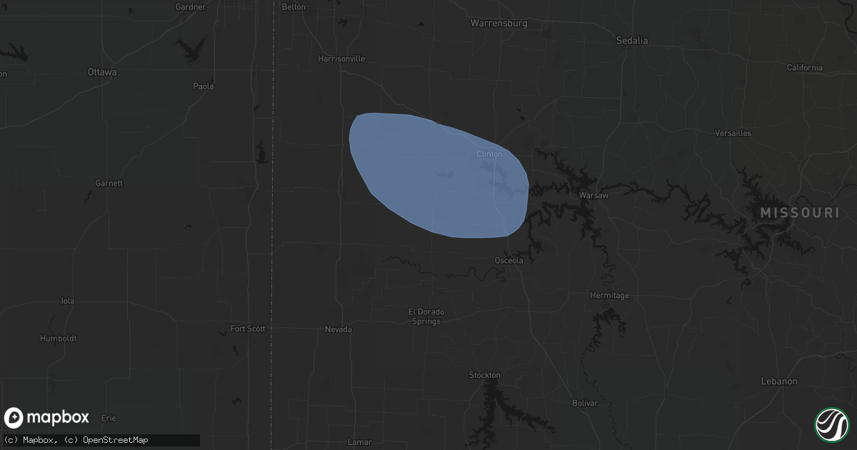 Hail map in Appleton City, MO on July 9, 2026