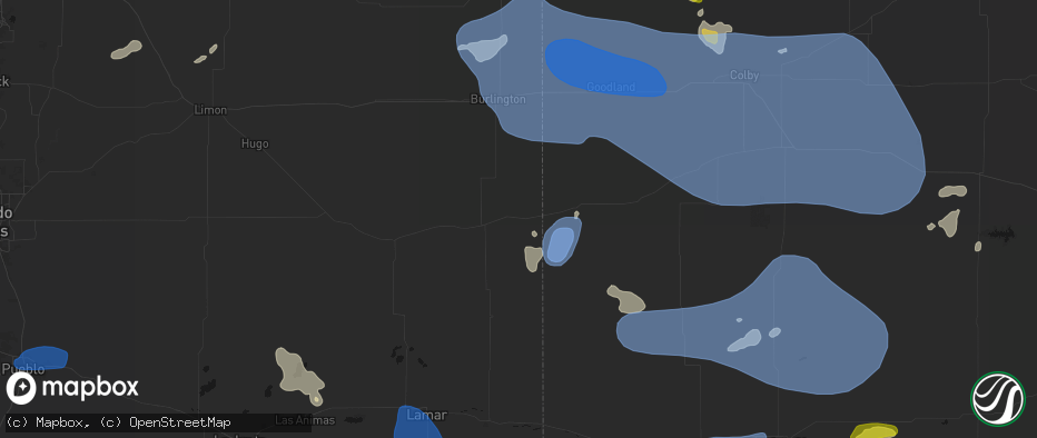 Hail map in Arapahoe, CO on July 9, 2026