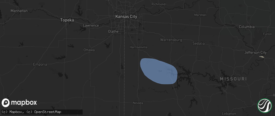Hail map in Archie, MO on July 9, 2026