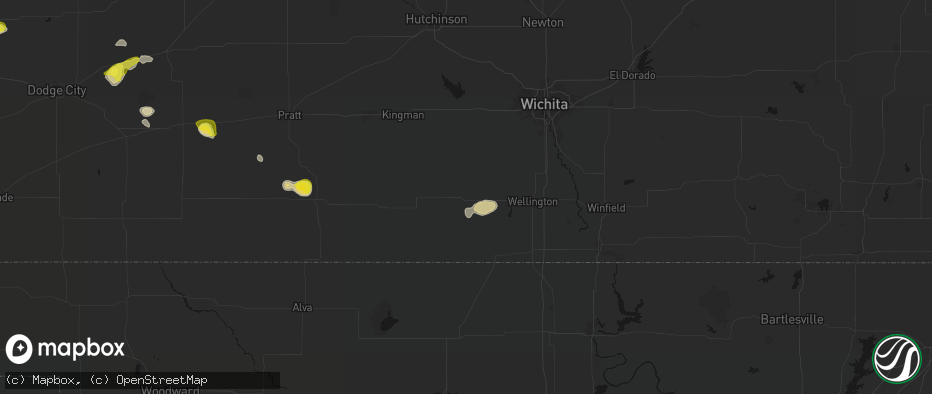 Hail map in Argonia, KS on July 9, 2026