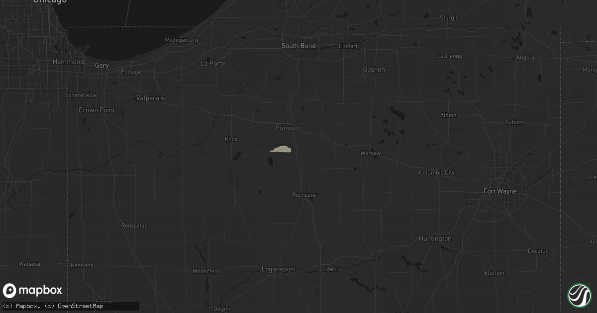 Hail map in Argos, IN on July 9, 2026