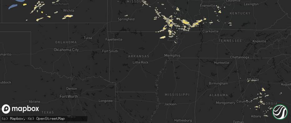 Hail map in Arkansas on July 9, 2026