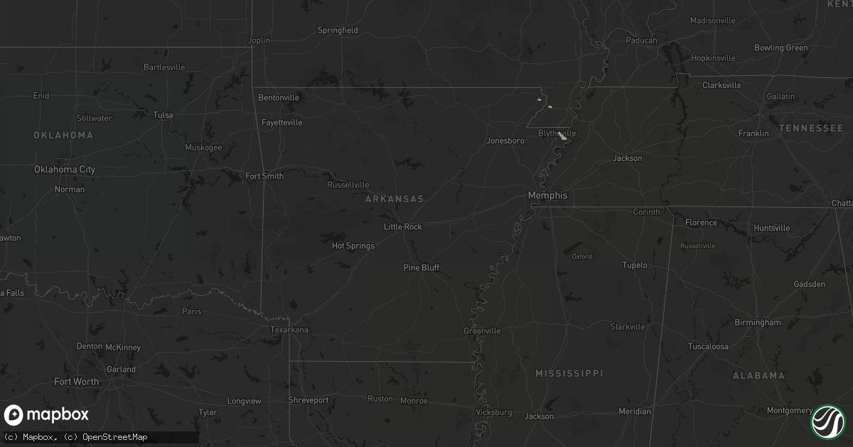 Hail map in Arkansas on July 9, 2026