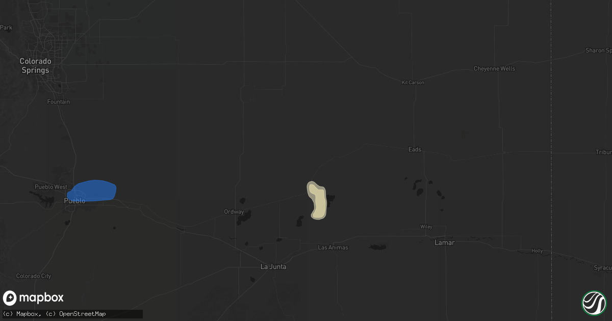 Hail map in Arlington, CO on July 9, 2026