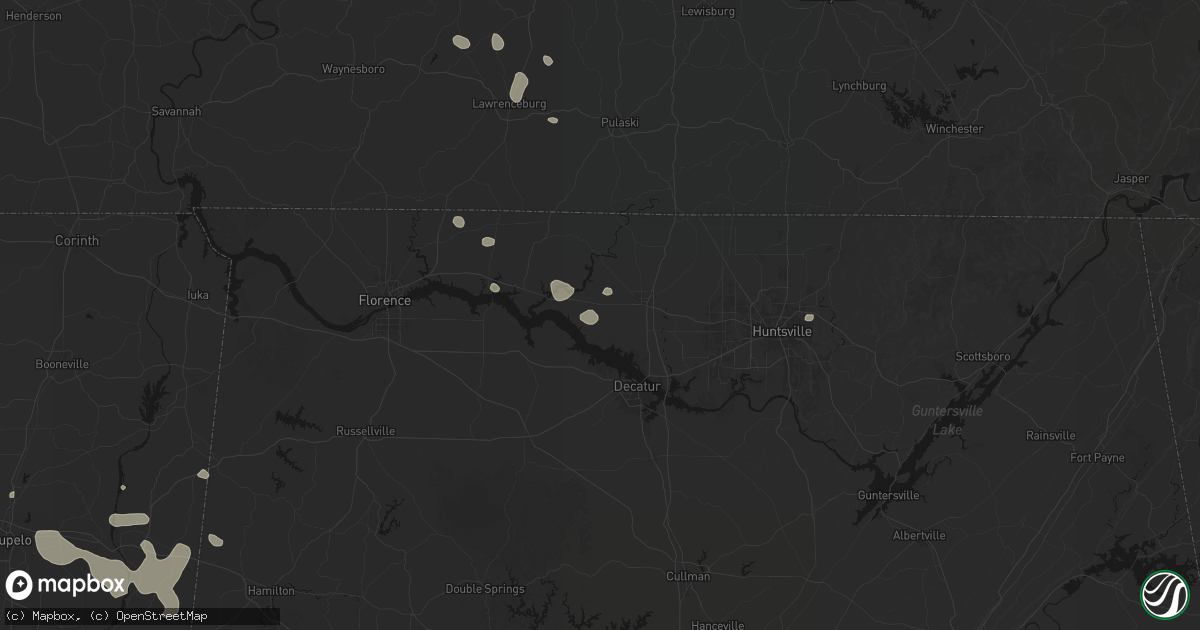 Hail map in Athens, AL on July 9, 2026
