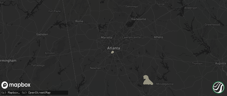 Hail map in Atlanta, GA on July 9, 2026