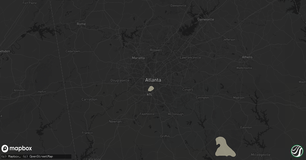 Hail map in Atlanta, GA on July 9, 2026