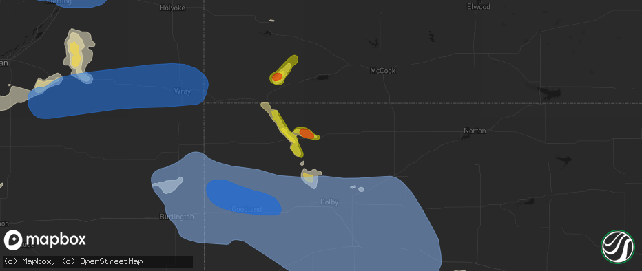 Hail map in Atwood, KS on July 9, 2026