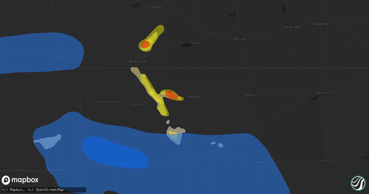 Hail map in Atwood, KS on July 9, 2026