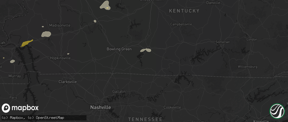 Hail map in Austin, KY on July 9, 2026
