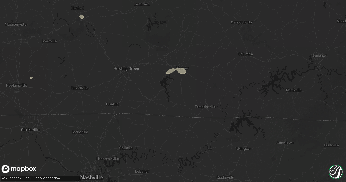 Hail map in Austin, KY on July 9, 2026
