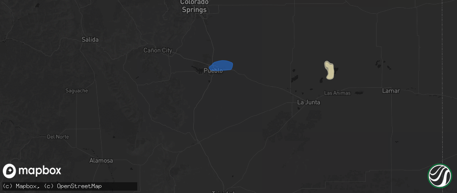 Hail map in Avondale, CO on July 9, 2026