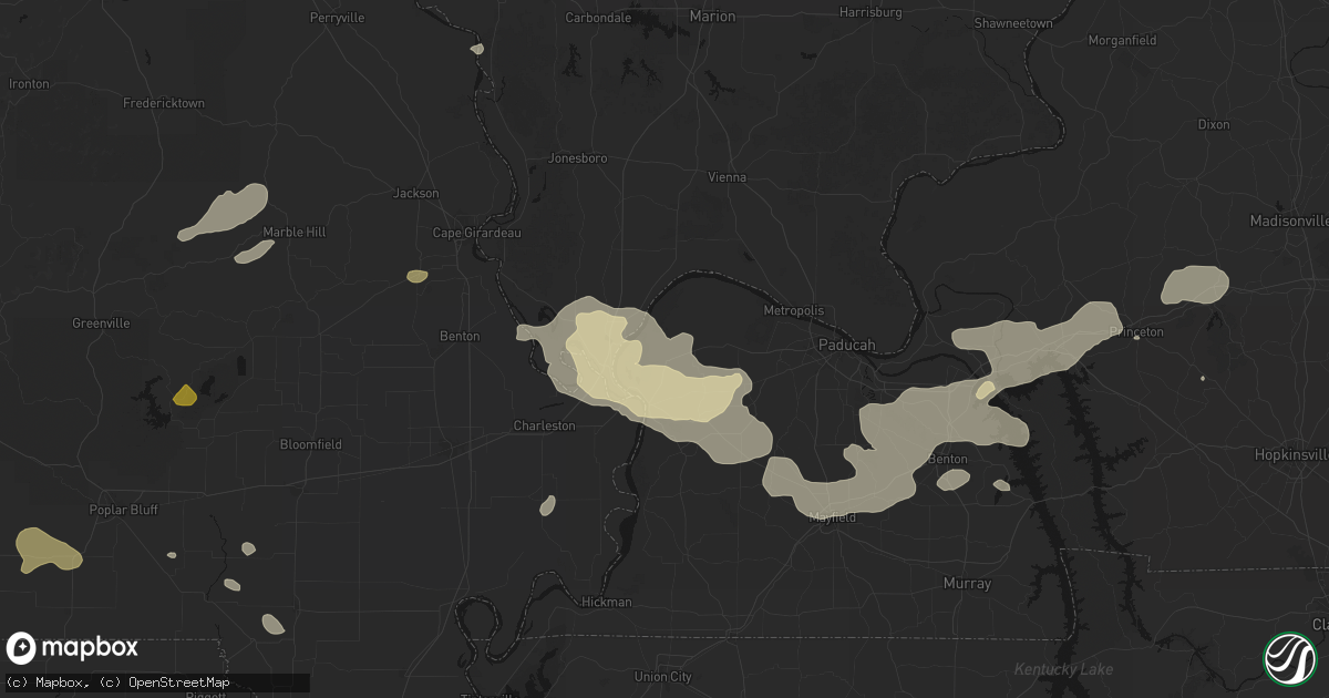 Hail map in Barlow, KY on July 9, 2026