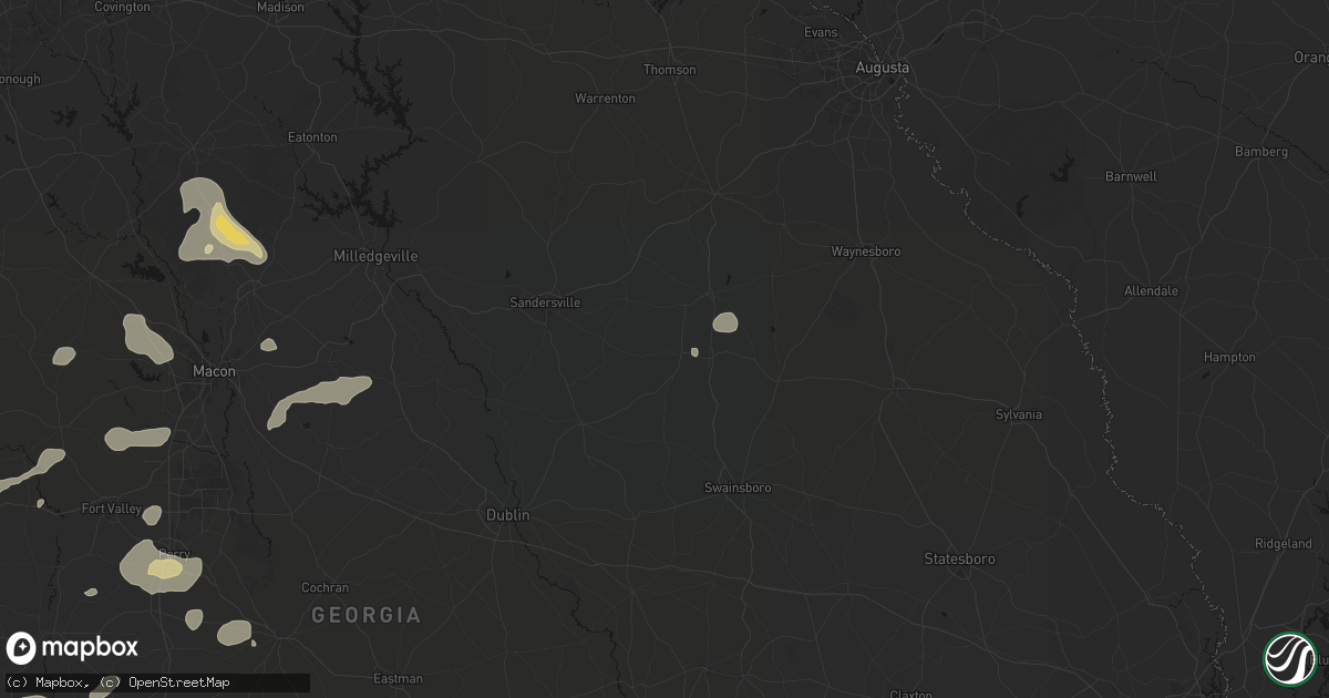 Hail map in Bartow, GA on July 9, 2026