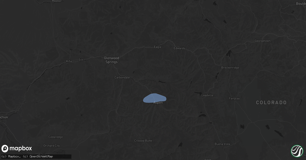Hail map in Basalt, CO on July 9, 2026