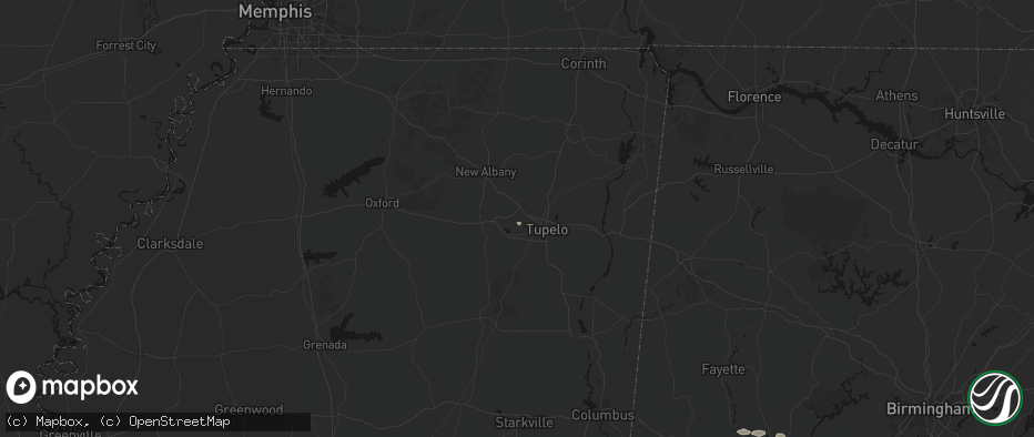Hail map in Belden, MS on July 9, 2026