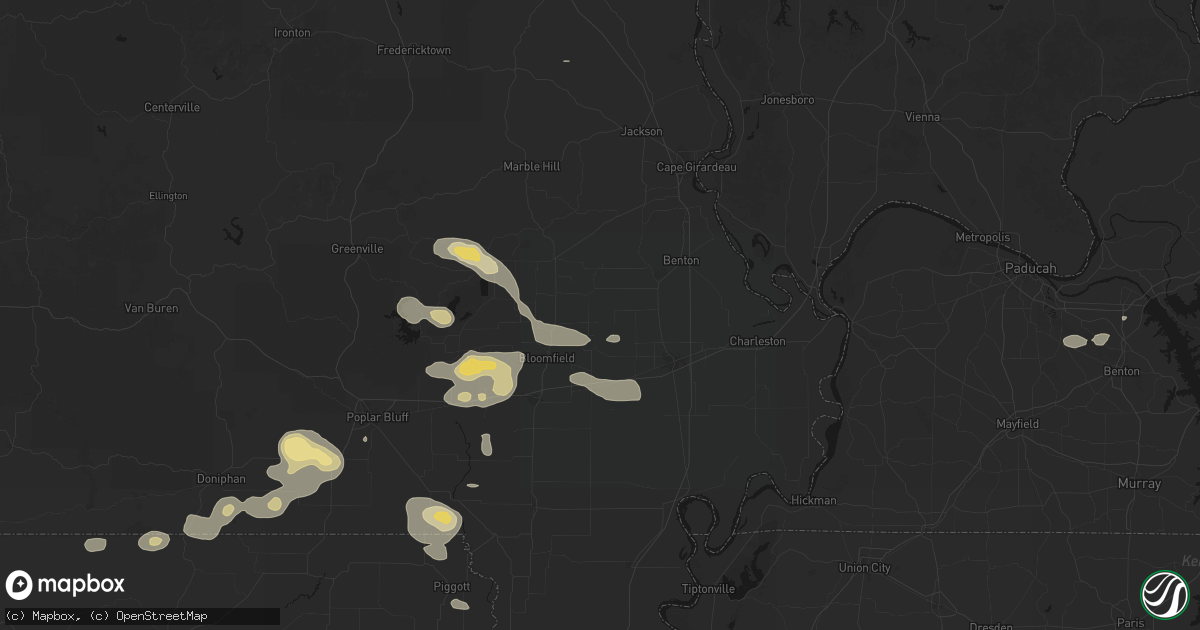 Hail map in Bell City, MO on July 9, 2026