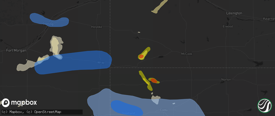 Hail map in Benkelman, NE on July 9, 2026