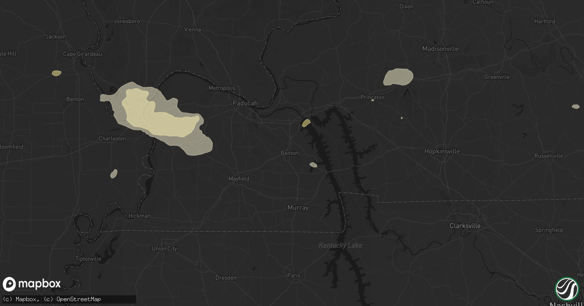 Hail map in Benton, KY on July 9, 2026