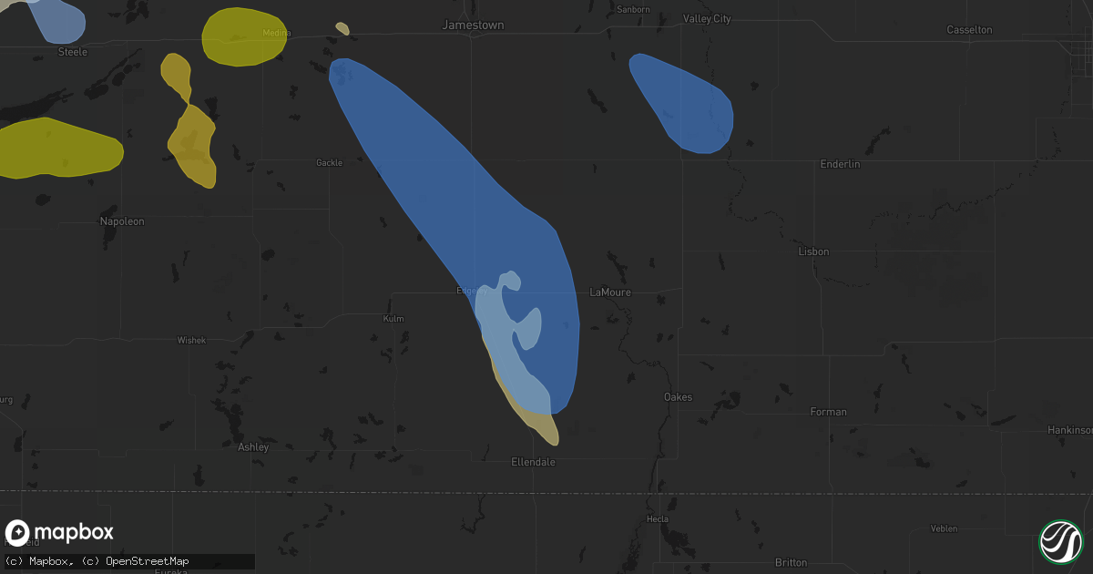 Hail map in Berlin, ND on July 9, 2026