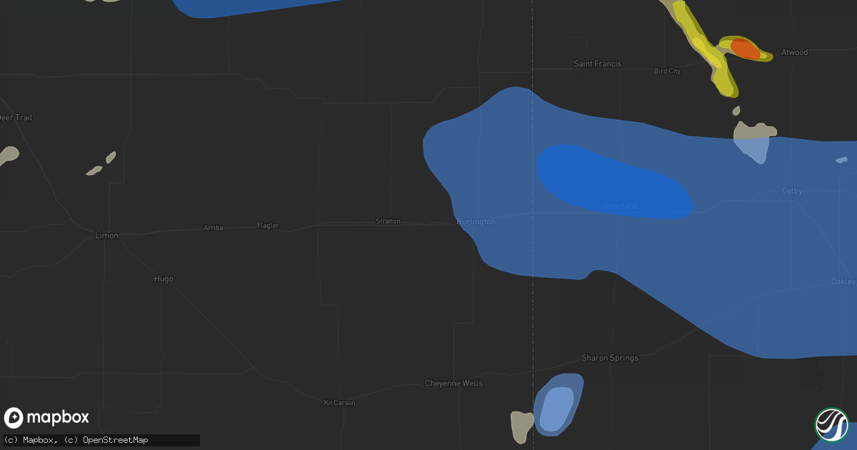 Hail map in Bethune, CO on July 9, 2026