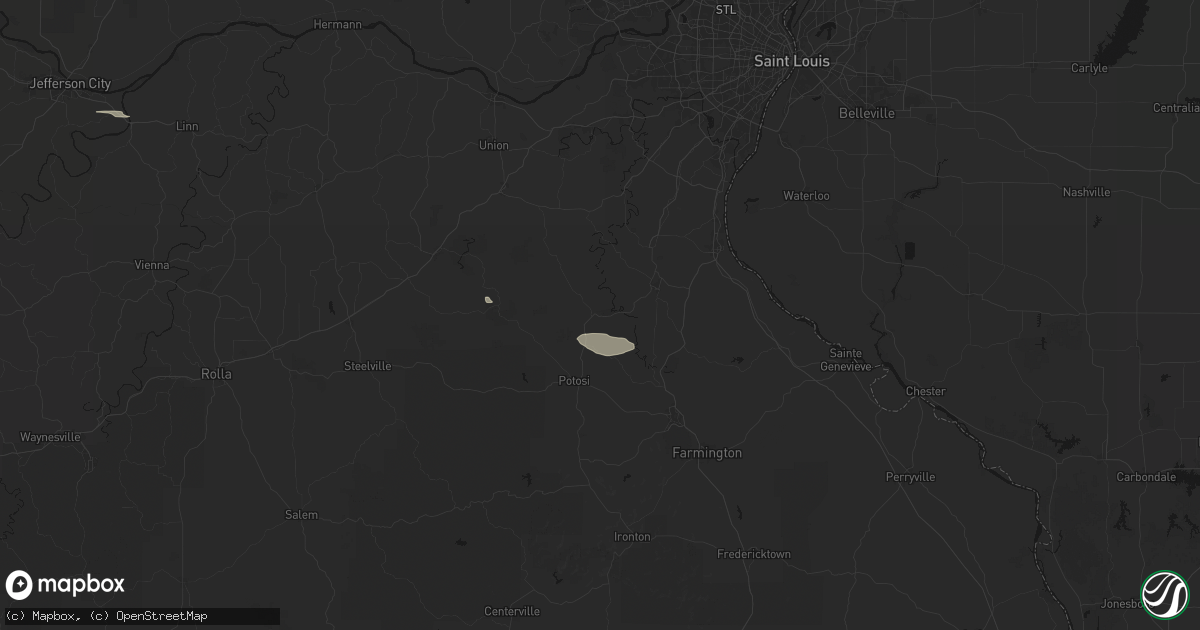 Hail map in Blackwell, MO on July 9, 2026