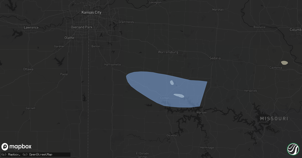 Hail map in Blairstown, MO on July 9, 2026