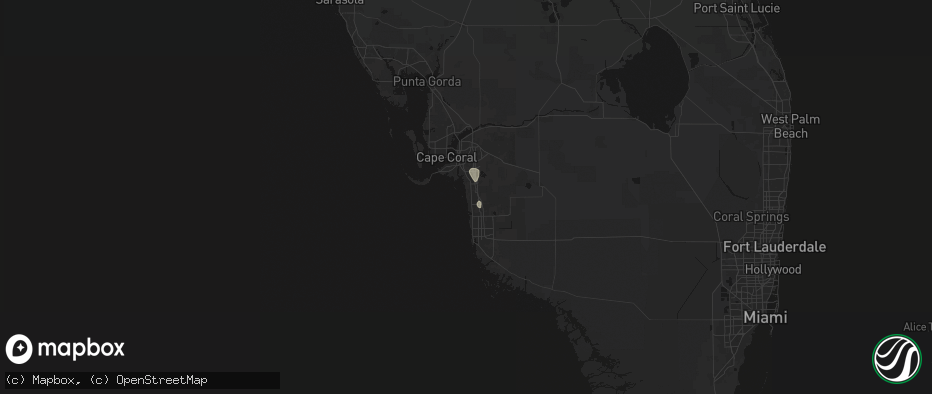 Hail map in Bonita Springs, FL on July 9, 2026