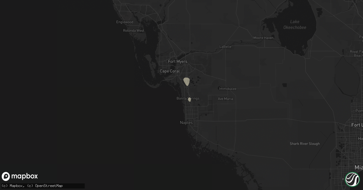 Hail map in Bonita Springs, FL on July 9, 2026