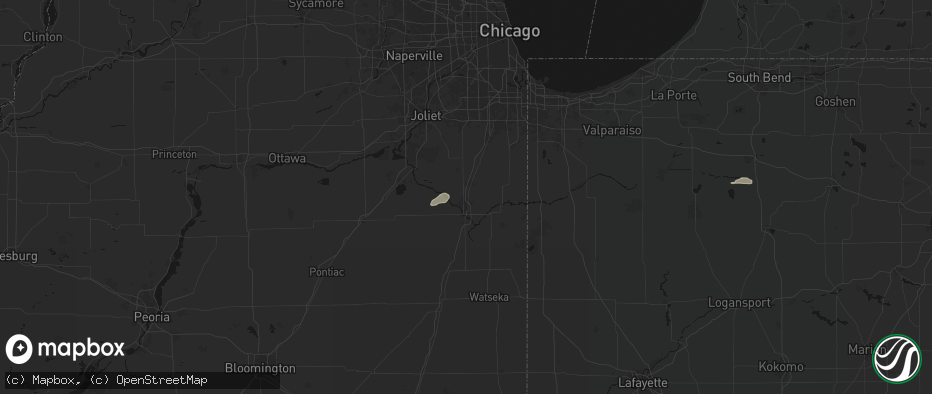 Hail map in Bourbonnais, IL on July 9, 2026