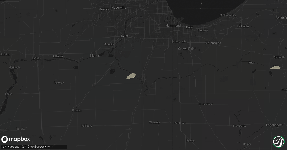 Hail map in Bourbonnais, IL on July 9, 2026