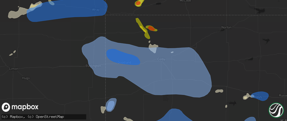Hail map in Brewster, KS on July 9, 2026