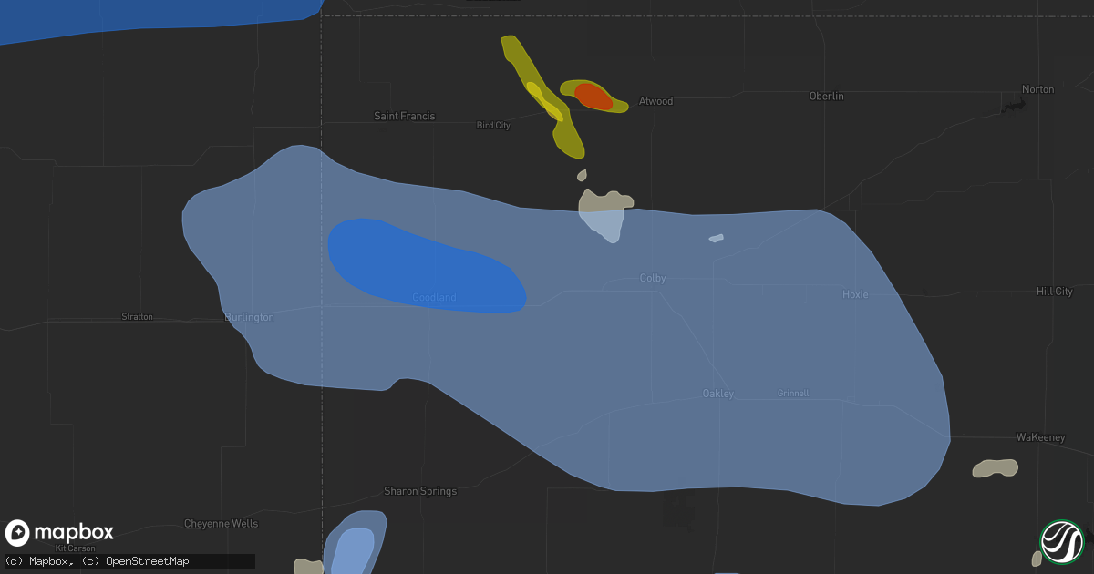 Hail map in Brewster, KS on July 9, 2026