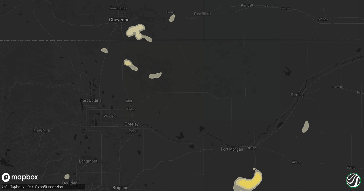 Hail map in Briggsdale, CO on July 9, 2026