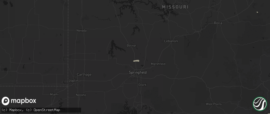 Hail map in Brighton, MO on July 9, 2026