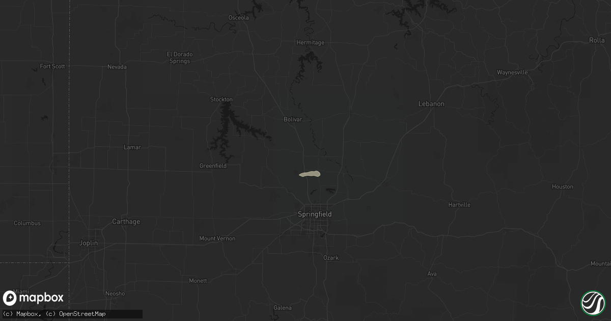 Hail map in Brighton, MO on July 9, 2026