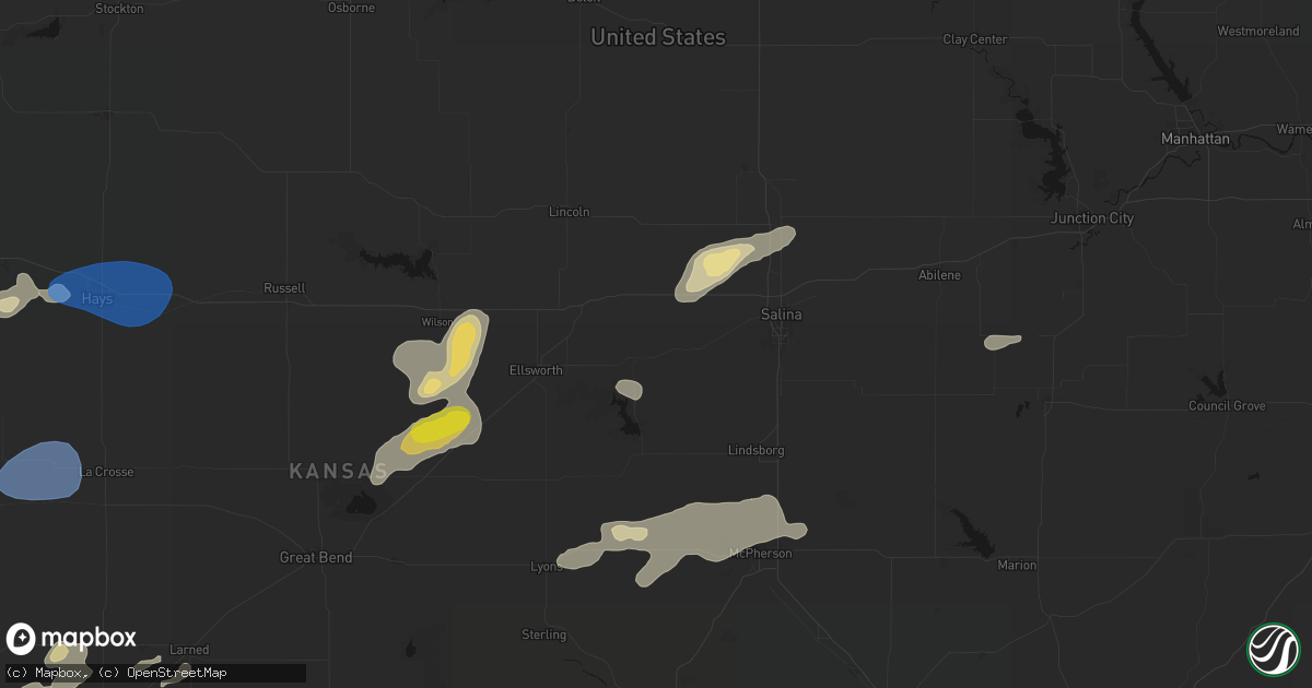 Hail map in Brookville, KS on July 9, 2026