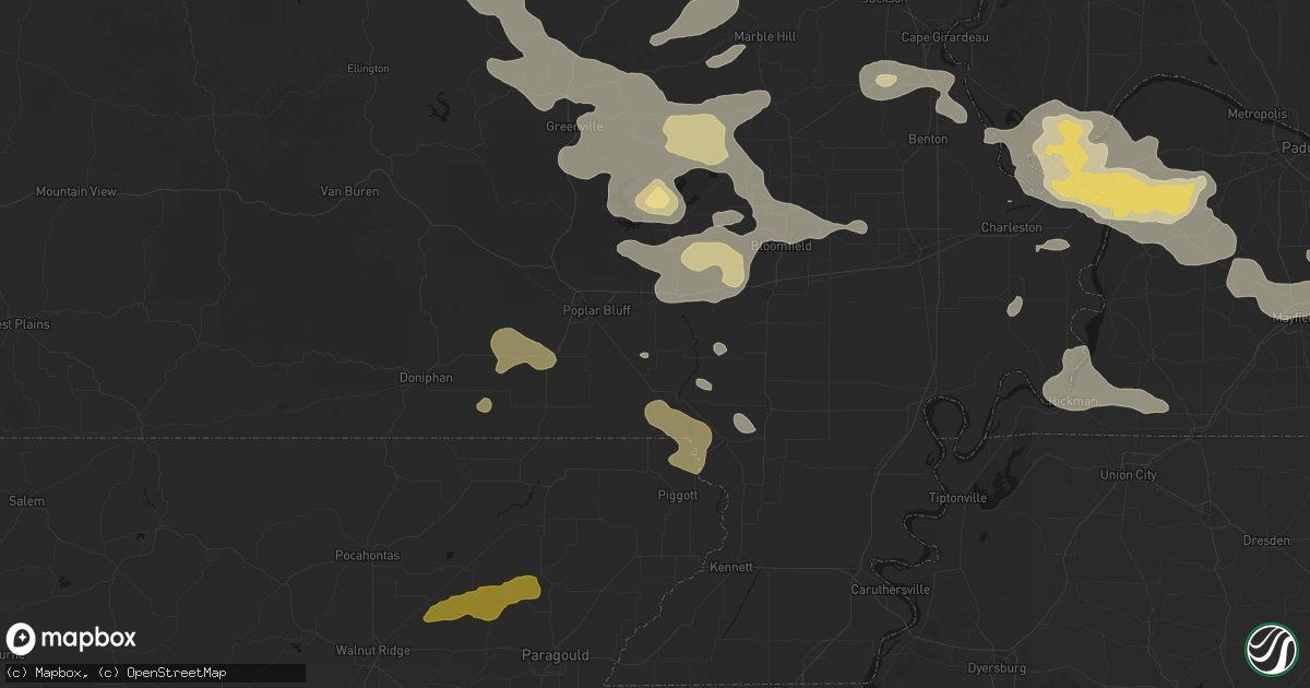 Hail map in Broseley, MO on July 9, 2026