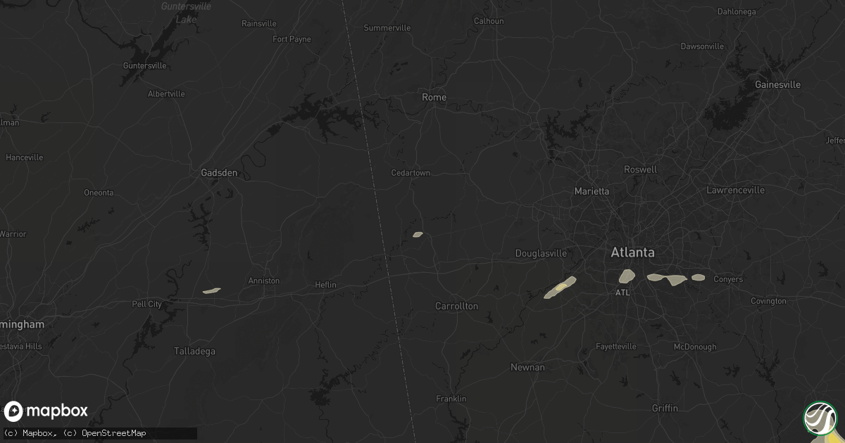 Hail map in Buchanan, GA on July 9, 2026