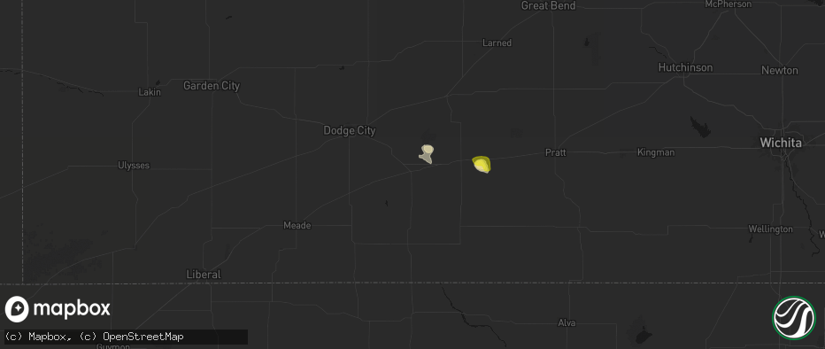 Hail map in Bucklin, KS on July 9, 2026