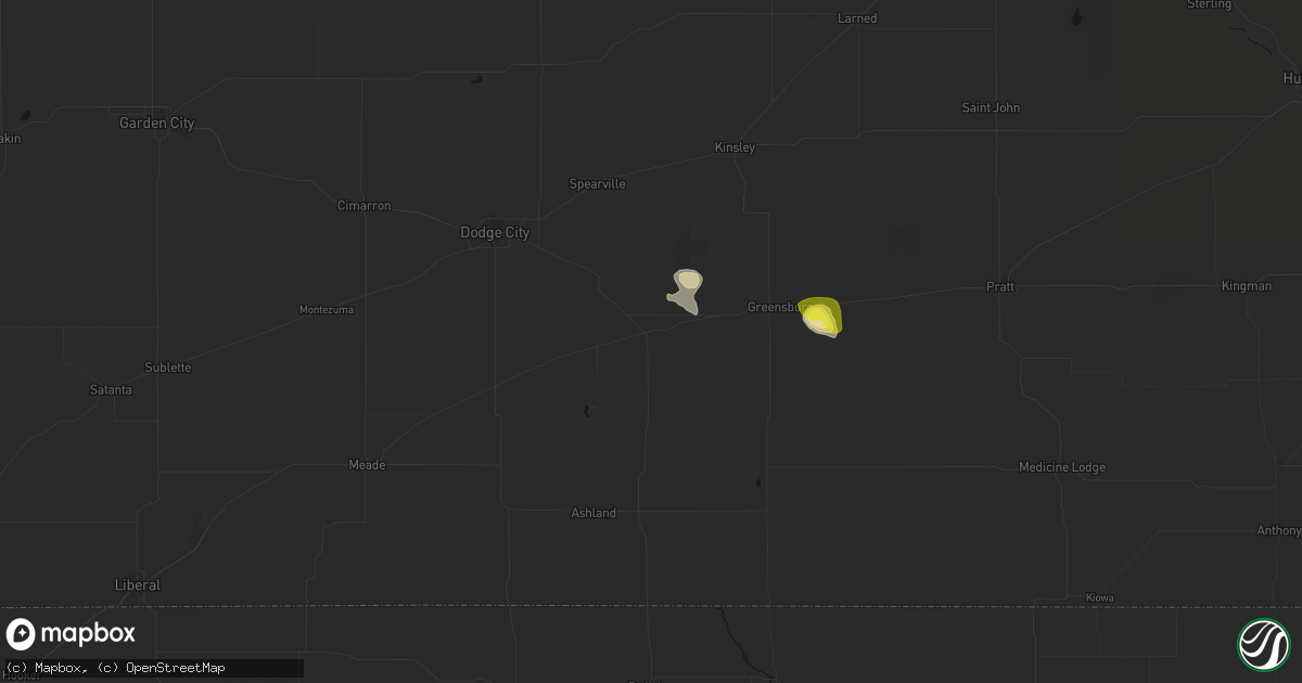 Hail map in Bucklin, KS on July 9, 2026