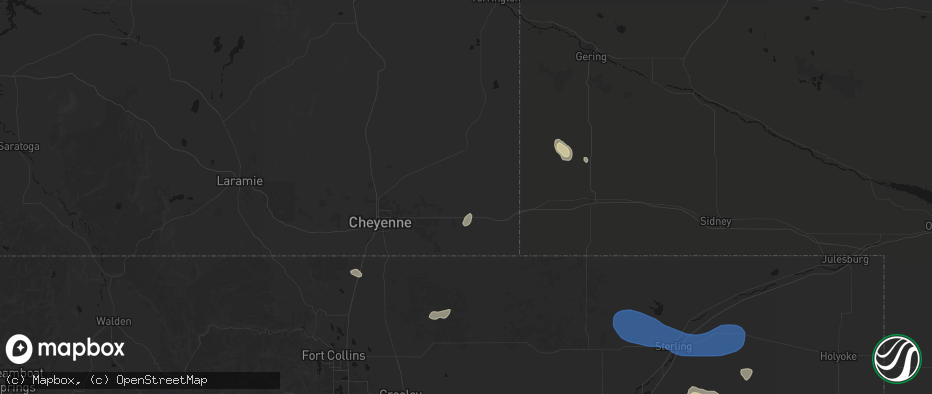 Hail map in Burns, WY on July 9, 2026